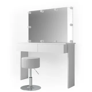 Vicco Schminktisch Azur Weiß, 120 cm mit LED Beleuchtung und Hocker