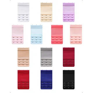 SanKristo 13 Stück BH Verlängerung 3 Haken 2/3 Reihen Bra Extender, BH Erweiterung, Elastische Weich, Bequem und Dehnbar BH-Verlängerer, BH Verschluss für Frauen Damen Schwangerschaft Stillzeit, Bunte - 13 Stück