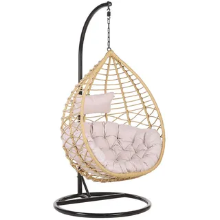 Beliani Hängesessel, Beige, Kunststoff, 100x199x97 cm, Gartenmöbel, Hängesessel