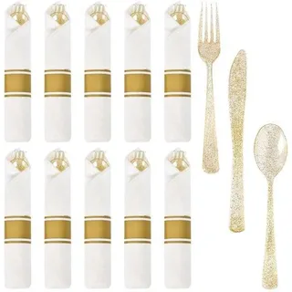 Plastik Besteckset - elegant Design - 10er Set - BPA-frei