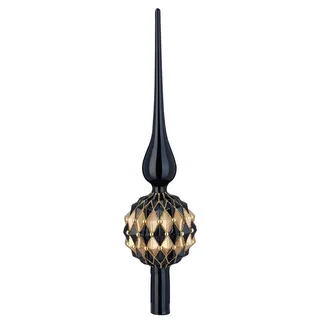 Weihnachtsbaumspitze, schwarz-gold, Glas, 31 cm - Schwarz/Gold