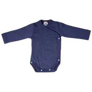 cosilana Langarm Baby-Wickelbody aus Bio Wolle / Seide Uni Marine 50/56