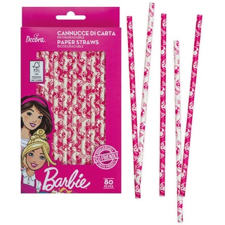 Decora 0403050 80ER-Pack Papier STROHHALME Bio ABBAUBARE Barbie Ø 6 X 210 MM