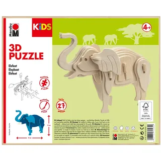 Marabu 3D Holzpuzzle Elefant 27 St. ausmalbar