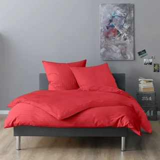 Lorena Mako-Satin Bettwäsche Verona 135x200 cm + 80x80 cm | rot - rot