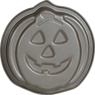 FIESTAS GUIRCA | Party Backform Kürbisgesicht - Metall - 14 cm | Metallisch Grau | 14 cm Durchmesser | Erhöhte Konturen | Geeignet für Halloween, Geburtstag & Mottoparty