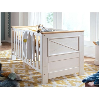 Casamia Kinderbett »Kinderbett Massivholz 70 x 140 cm Babybett Max massiv Gitterbett Holz Pinie Nordica weiß gewachst« weiß