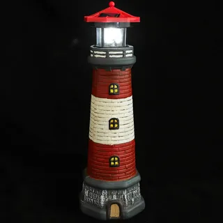 Kisangel Solarbetriebener Leuchtturm – Leuchtturm-Gartenstatue Leuchtturm-Figuren Aus Kunstharz Mit Solarlicht Leuchtturm-Dekoration Für Zuhause Schreibtisch Terrasse Hof Garten Rasen