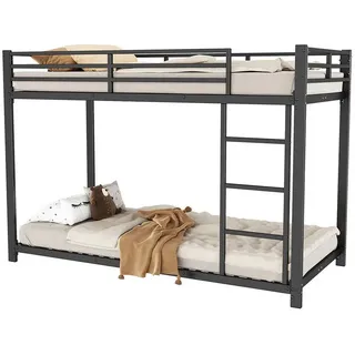 Rutaqian Etagenbett Kinderbetten, Bettgestell 90x200 Etagenbetten,Eisenbetten Mit Treppe, Eisenetagenbetten für Kinder, Jugendliche und Erwachsene
