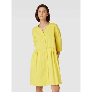 Kleid mit 3/4-Arm und Rundhalsausschnitt, Gelb, 44