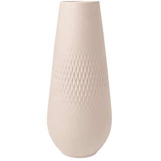 Villeroy & Boch - Manufacture Collier sand, hohe Vase Carré, 26 cm, Premium Porzellan, Beige, Hoch