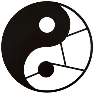 Hansmeier Wanddeko Yin&Yang - Schwarz Metall 40 x 40 cm - Wasserfest, schlicht, modern - Für Außen und Innen - Metall-Dekoration im Industrial Style