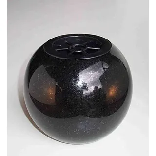 designgrab Kugel Kugelvase Grabvase aus Granit Schwedisch Black Kugelgrabvase rund