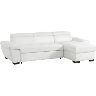vente-unique - Ecksofa Leder mit Schlaffunktion - Ecke Rechts - Weiß - jonova