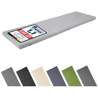 Garronda Bankauflage 100-200 cm, ca. 4 cm dick, wasserabweisend, mit Bändern GD-0220, (1 St), Hypoallergen, UV-beständig, Wasserbeständig grau 120 cm x 4 cm x 40 cm