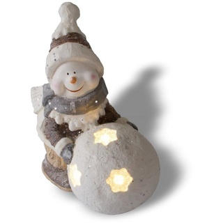 NATIV Garten Weihnachtsfigur Weihnachtsdeko für außen, Schneemann mit LED