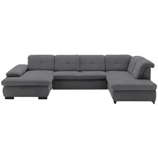 Beldomo Style Wohnlandschaft, Dunkelgrau, Metall, 5-Sitzer, U-Form, 337x210 cm, Goldenes M, Fußauswahl, Stoffauswahl, seitenverkehrt erhältlich, Rücken echt, individuell planbar, Wohnzimmer, Sofas & Couches, Wohnlandschaften, Wohnlandschaften in U-Form