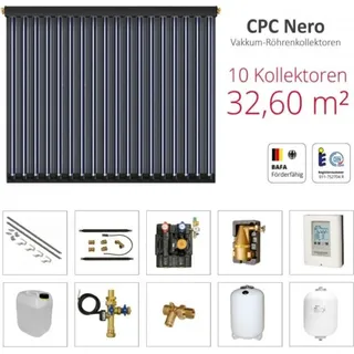solarbayer� Solarbayer Komplettsolarpaket CPC NERO10S Bruttogesamtfläche 32,60m2 Vakuumröhre