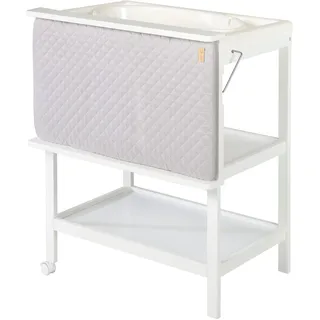 roba Bade Wickel Kombination + Wickelauflage Style grau - Mobiler Kombi Wickeltisch mit integrierter Badewanne - mit schwenkbarer Wickelfläche - Holz weiß
