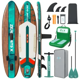 ZLX SUP Board mit Sitz Tragbar Stand up Paddling Board 320cm Stabil Aufblasbares Paddle Board für Erwachsene Familien Anfängerfreundlich, Anti-Rutsch Deck