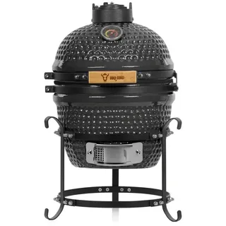 BBQ-Toro Keramikgrill Kamado Holzkohlegrill Ø 32 cm "HAIIRO" mit Grillrost und Thermometer grau