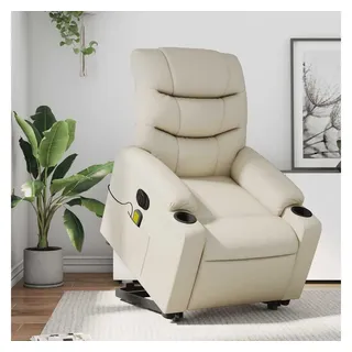 vidaXL Massagesessel mit Aufstehhilfe Elektrisch Kunstleder 147 x 80,5 x 0 cm Creme