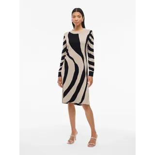 VILA Midikleid Gemustert Beige/Schwarz L