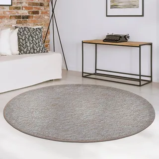 casa pura runder Teppich 140cm Durchmesser, beige Rutschfester & Flacher Flurteppich, Wohnzimmerteppich, Küchenteppich, Schlafzimmerteppich ideal auch als Schreibtischstuhl Unterlage, London