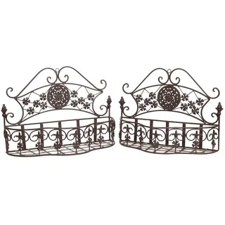 moritz 2er Set Wandkörbe Metall 163BR 40 x 20 x 20 cm Braun