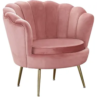 SalesFever Loungesessel Clam Samt 76 x 78 x 76 cm roségold mit extravaganten Design im Muschel-Look