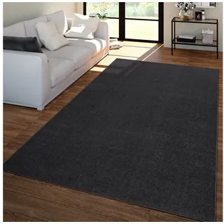 Teppich Wohnzimmer Teppich Kurflor Unifarbendes Design Modern Und Zeitlos, TT Home, quadratisch, Höhe: 12 mm grau|schwarz quadratisch - 160 cm x 160 cm x 12 mm