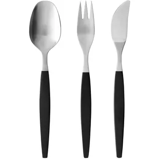 Gense - Focus de Luxe Besteckset, schwarz / matter Stahl (12-teilig)