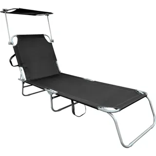 Sonnenliege mit Dach klappbar bis 150 kg Gartenliege Relaxliege Strandliege