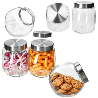 6er Set DORA Keksglas / Bonbonniere 2 Liter aus Glas mit Metall-Deckel - 23467340