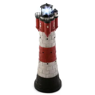 Raburg LED Solarleuchte Garten Leuchtturm Roter Sand mit Dämmerungssensor, rotierender Spiegel, LED, kaltweiß, wechselbare Leuchteinheit, austauschbarer Akku, 2 Solar-Panels rot|schwarz Ø 25 cm x 80 cm