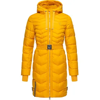 Steppmantel NAVAHOO "Alpenveilchen", Damen, Gr. XL (42), gelb, Oberstoff: 100% Polyester, Futter: 100% Polyester, Wattierung: 100% Polyester, Ärmelfutter: 100% Polyester, modisch, tailliert ca. Mitte Oberschenkel, hoch geschlossener Ausschnitt, Langarm Ärmel ohne Ärmelschlitz Rippstrickbündchen mit Daumenlöchern, Mäntel, Stylischer Wintermantel mit schicken Details