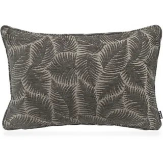 Dekokissen H.O.C.K. "Nelly", grau (grau, geblümt), B:40cm H:10cm L:60cm, Baumwolle, Leinen, Polyacryl, Polyester, Viskose, Dekokissen_Sitzkissen_Kissenhüllen, mit Blätter-Muster, Kissenhülle mit Füllung, 1 Stück