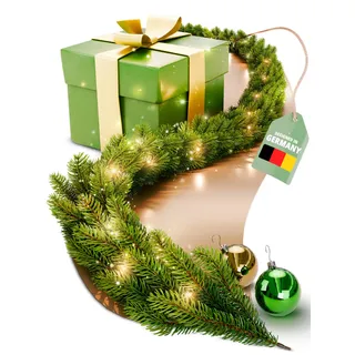 ArtiTree Tannengirlande mit LED 5 m – künstliche Weihnachtsgirlande | Girlande für Weihnachten naturgetreu wie echt: 100 % PE-Spritzguss, warmweiß beleuchtet mit Timer, für Treppe, Kamin & Tür