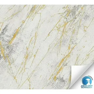 A.S. Création Designdrop Vliestapete Marmoroptik  (Weiß-Gold, Steinoptik, 10,05 x 0,53 m)