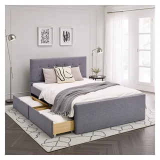 Homestyle4u Polsterbett 140 x 200 cm Grau