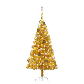 vidaXL Künstlicher Weihnachtsbaum Künstlicher Weihnachtsbaum Beleuchtung & Kugeln Gold 120 cm PET 120 cm