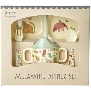 Rice Melamin Baby-Geschirrset Crème Sweet Jungle Print