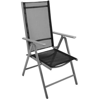 Nexos Stuhl, Klappstuhl, Gartenstuhl, Hochlehner für Terrasse, Balkon Camping Festival, aus Aluminium verstellbar, leicht, stabil, schwarz