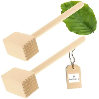 2X HOFMEISTER® Fleischhammer, 100% Naturprodukt, 28 cm, ohne Plastik, Stabiler Fleischklopfer klopft jedes Schnitzel weich, massiver Fleischplattierer, Schnitzelklopfer