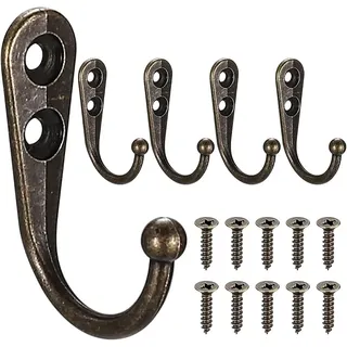 5er-set Wandhaken, Bronzefarbene Wandhaken, Wandhaken Mit Schrauben, Vintage-metall-garderobenhaken, Retro-garderobenständer Für Schlafzimmer Und Badezimmer