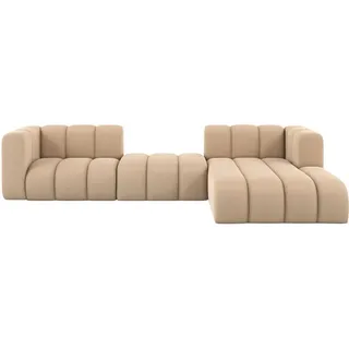 kaiser möbel Ecksofa L-Form, Grand L 319 cm, Veloursstoff Salvador, Beige, Rechts - Beige