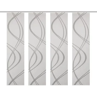 HOME WOHNIDEEN Schiebegardine TIBERIO 4er SET (4 St), Paneelwagen, transparent, Schiebegardine 4er SET TIBERIO grau