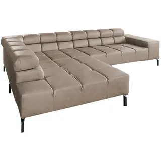 KAWOLA Ecksofa Leder 4-Sitzer Grau