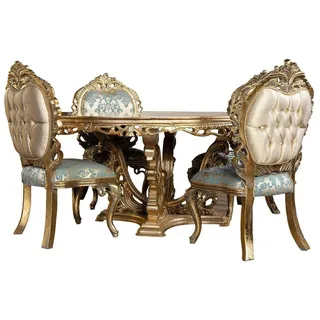 Xlmoebel Esstisch Goldener Barock Tisch aus Holz, rund und elegant, Hergestellt in Europa goldfarben