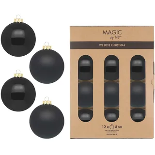INGE-GLAS Weihnachtskugeln Glas Ø 8 cm 12 Stück (Ebony black
